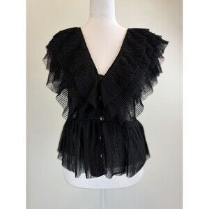 Anthropologie Forever That Girl Pleated Tulle Peplum Blouse NWOT Medium
